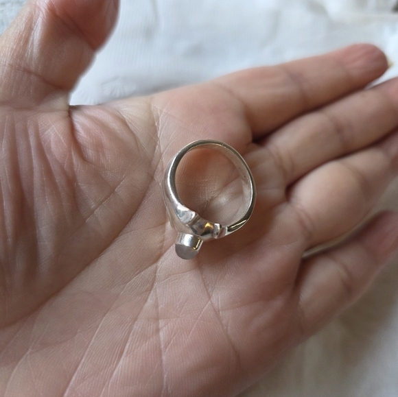 Vintage 925 Cats Eye Moonstone Solitaire Ring with Moonstone Size 8 - Picture 12 of 14